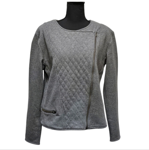 Athleta Quilted Front Asymmetrical Zip Up Grey Jacket Size XL - Picture 1 of 9